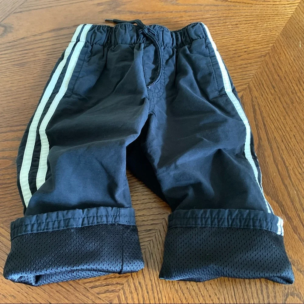 GYMBOREE Little Boys Athletic Pants Black Lined Track Comfy Infant Size 12-18m